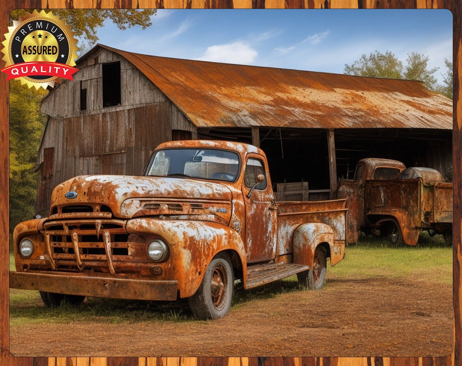 Ford F-Series - Vintage - Rusted Truck On Farm - Metal Sign 11 x 14