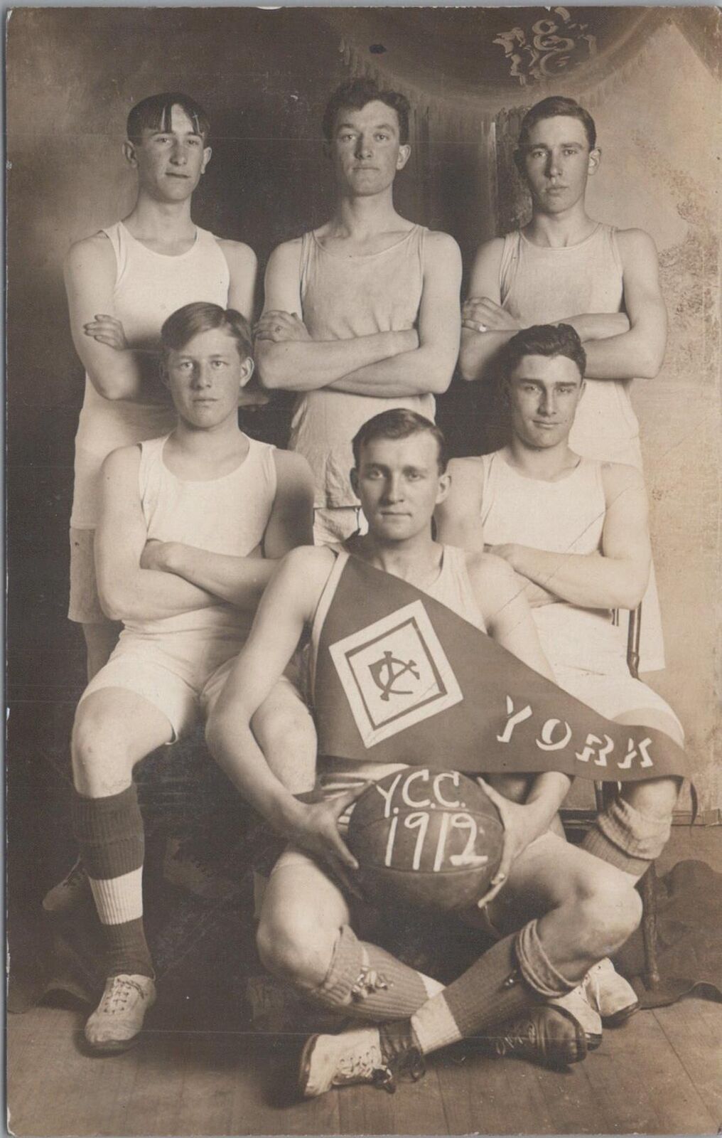 RPPC Postcard York PA Men's Basketball Team 1912 