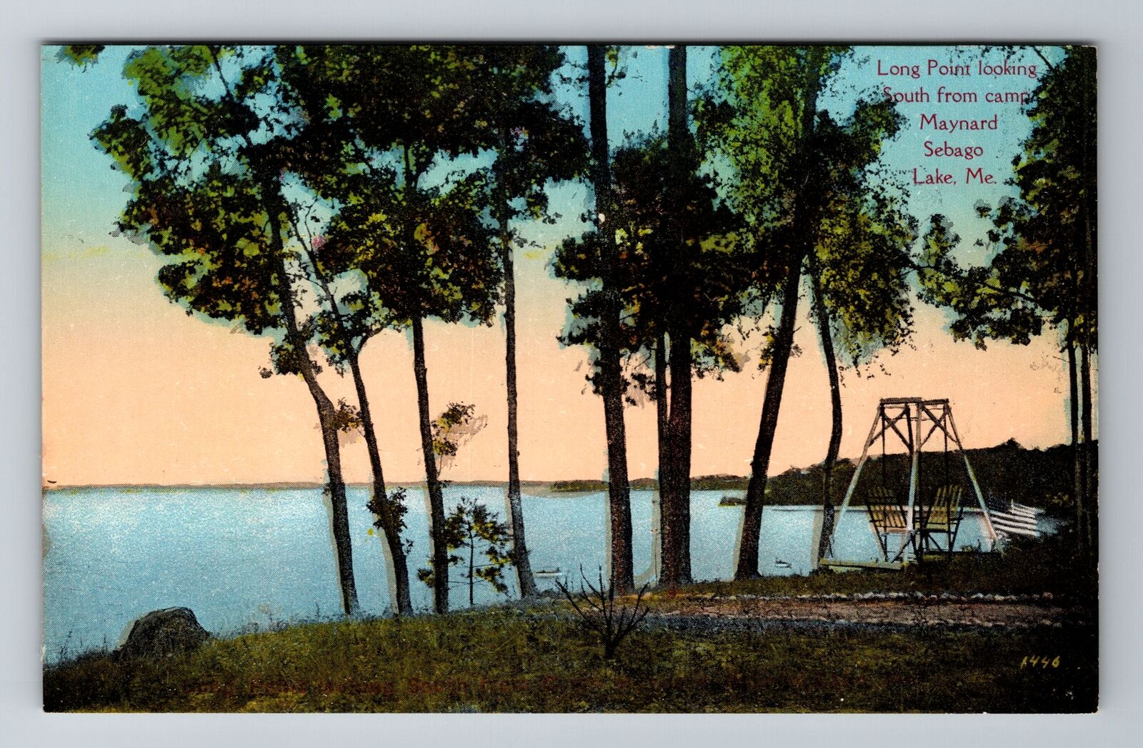 Sebago Lake ME-Maine, Long Point Looking South From Camp, Vintage Postcard