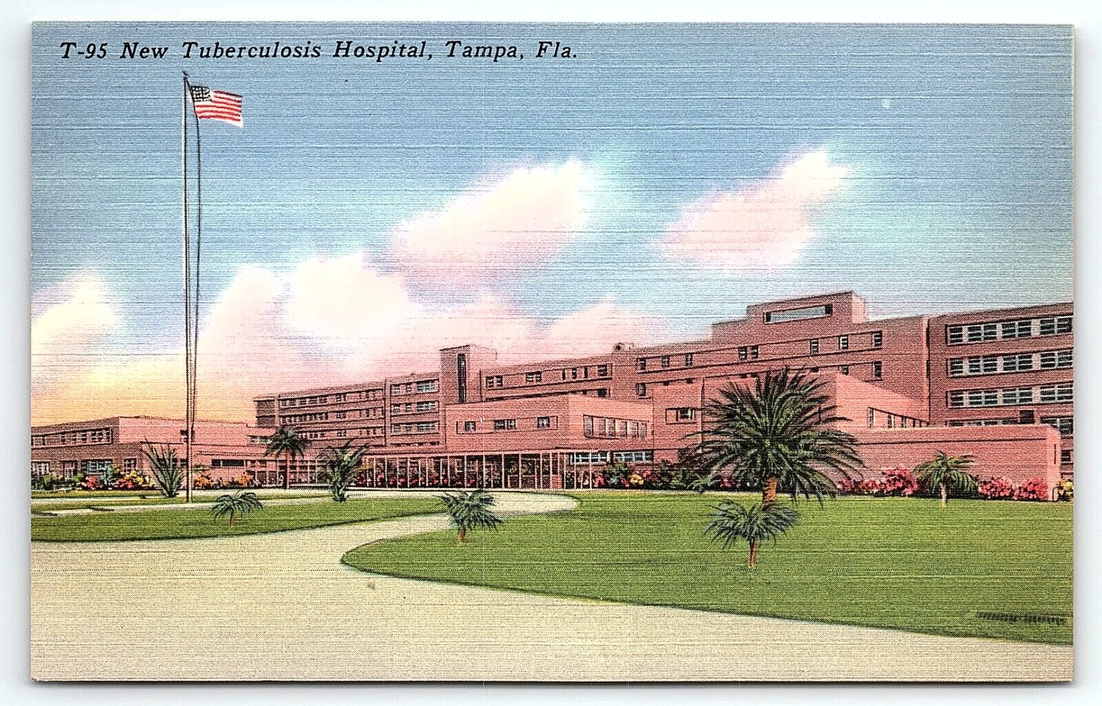 1950s TAMPA FLORIDA NEW TUBERCULOSIS HOSPITAL UNPOSTED LINEN POSTCARD P2721