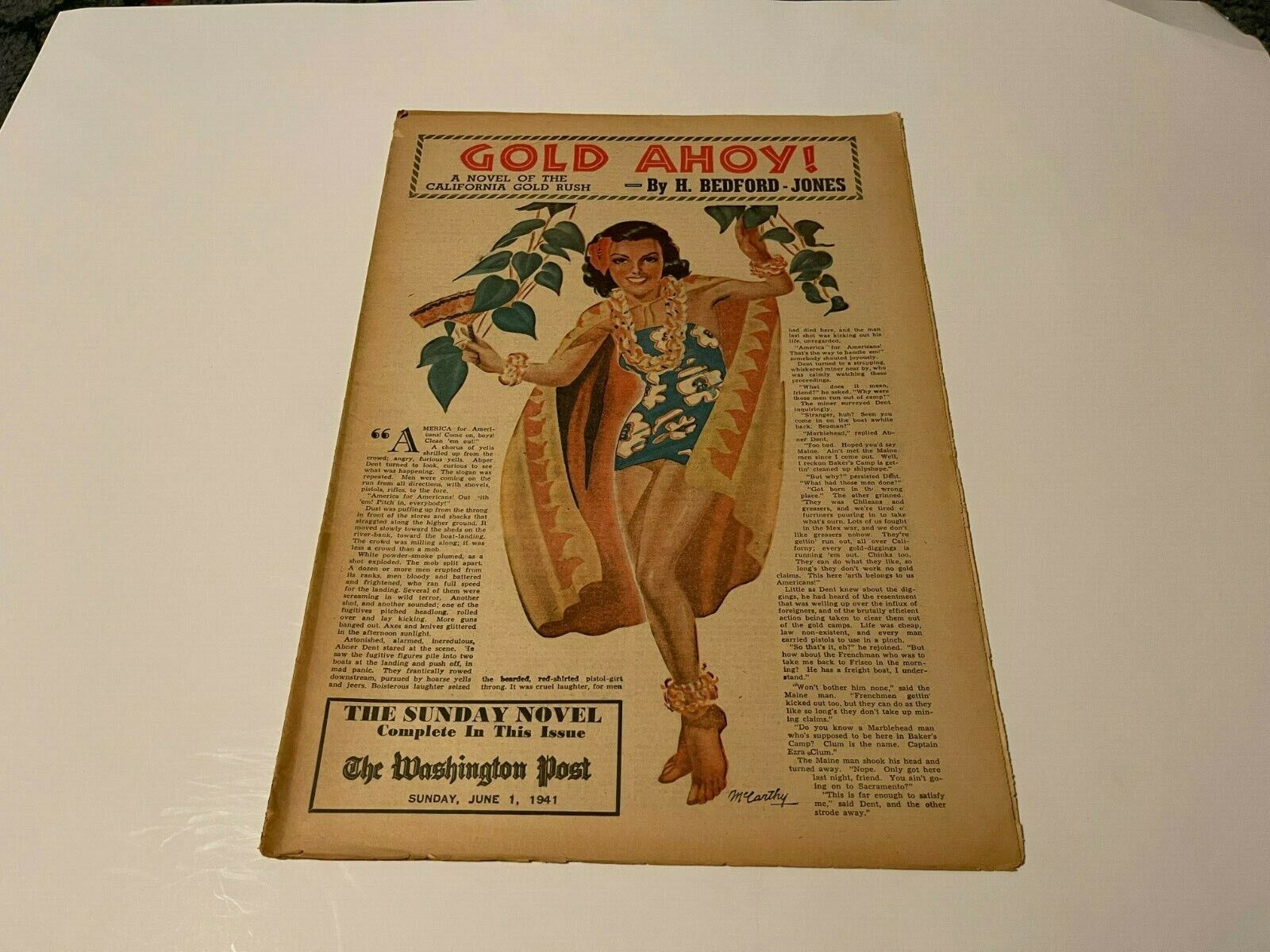 GOLD AHOY, 1941 washington post sunday novel, H BEDFORD JONES, JUNE 1 1941