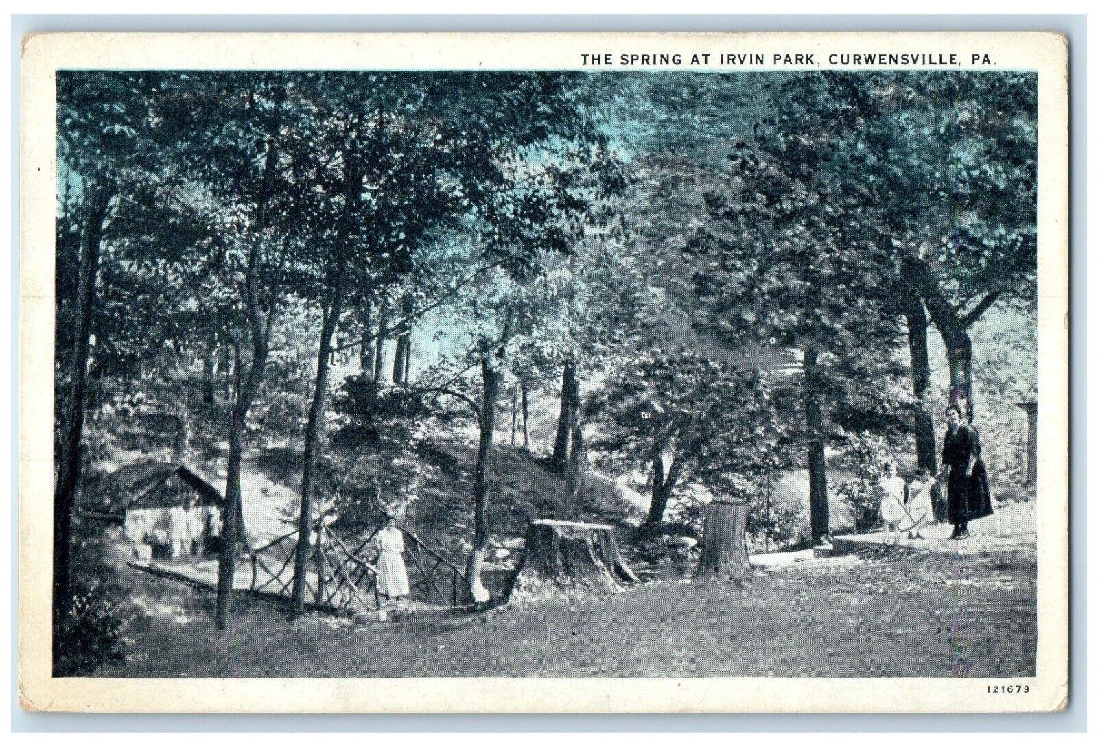 c1930's The Spring At Irvin Park Curwensville Pennsylvania PA Vintage Postcard