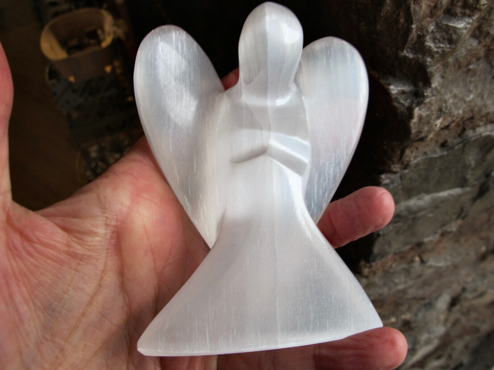 Selenite Angel Crystal Carved Giant Natural Healing polished angelic guidance  
