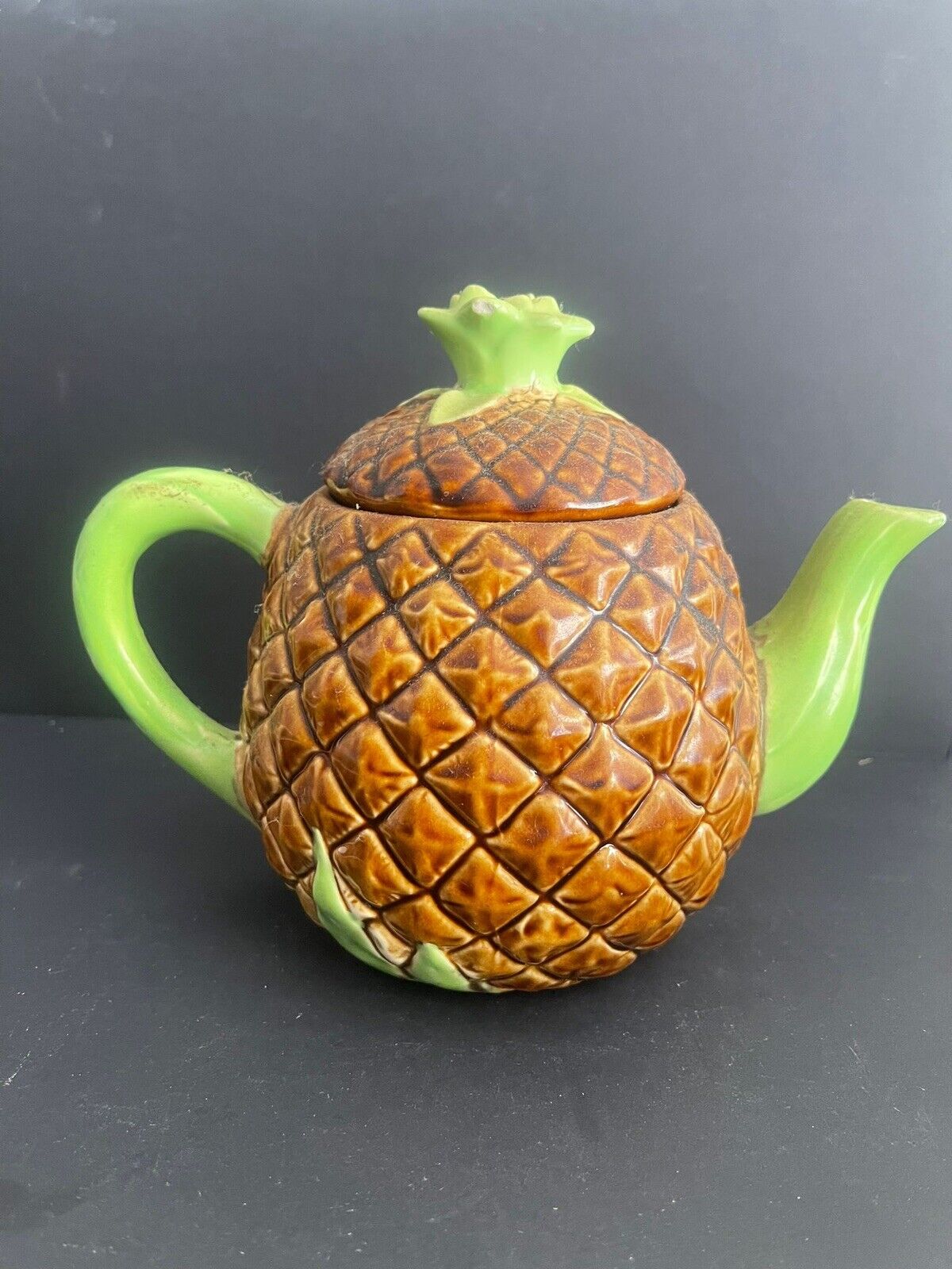 Vintage Cobbs Florida Fruit Market Pineapple Teapot. Tiki Mid Century 7”