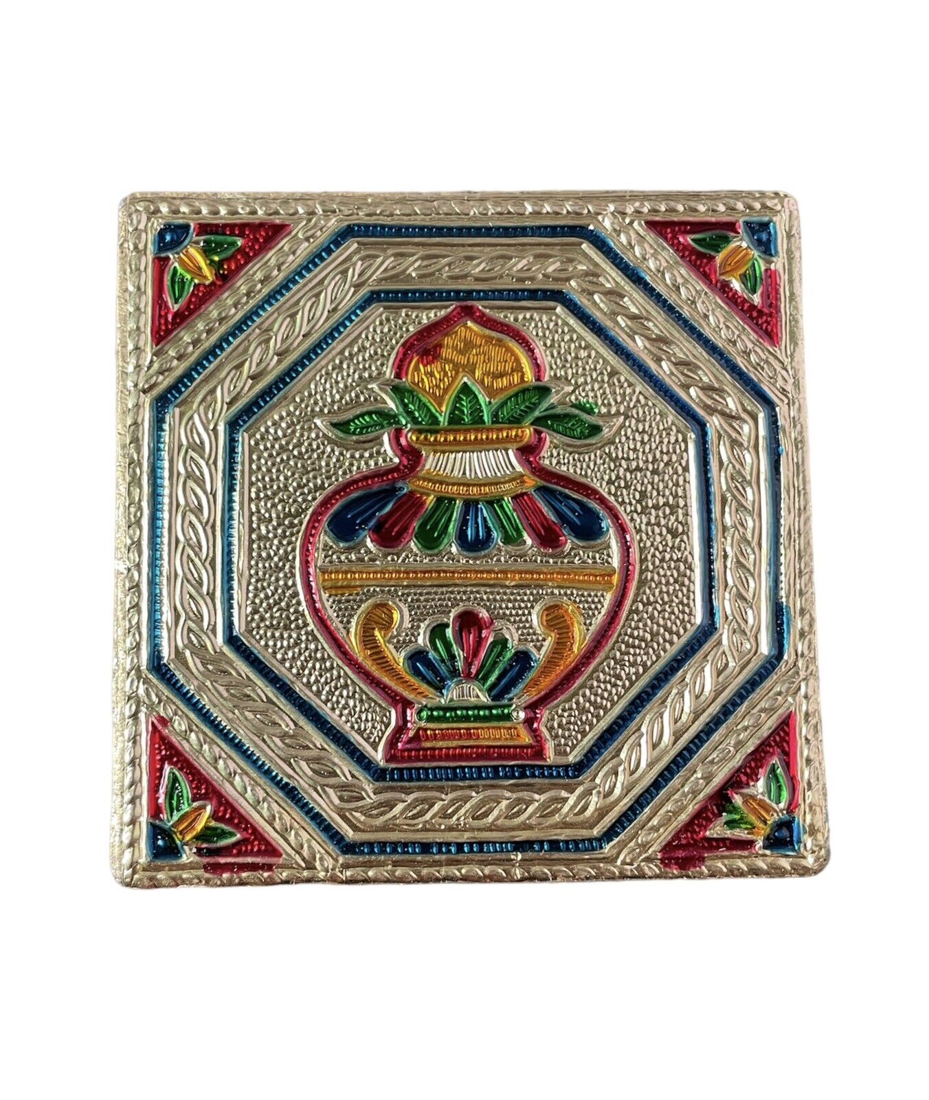 4” x 4” Indian Bajot Bajoth Pooja Puja Chowki Hindu Low Table For Staute Temple