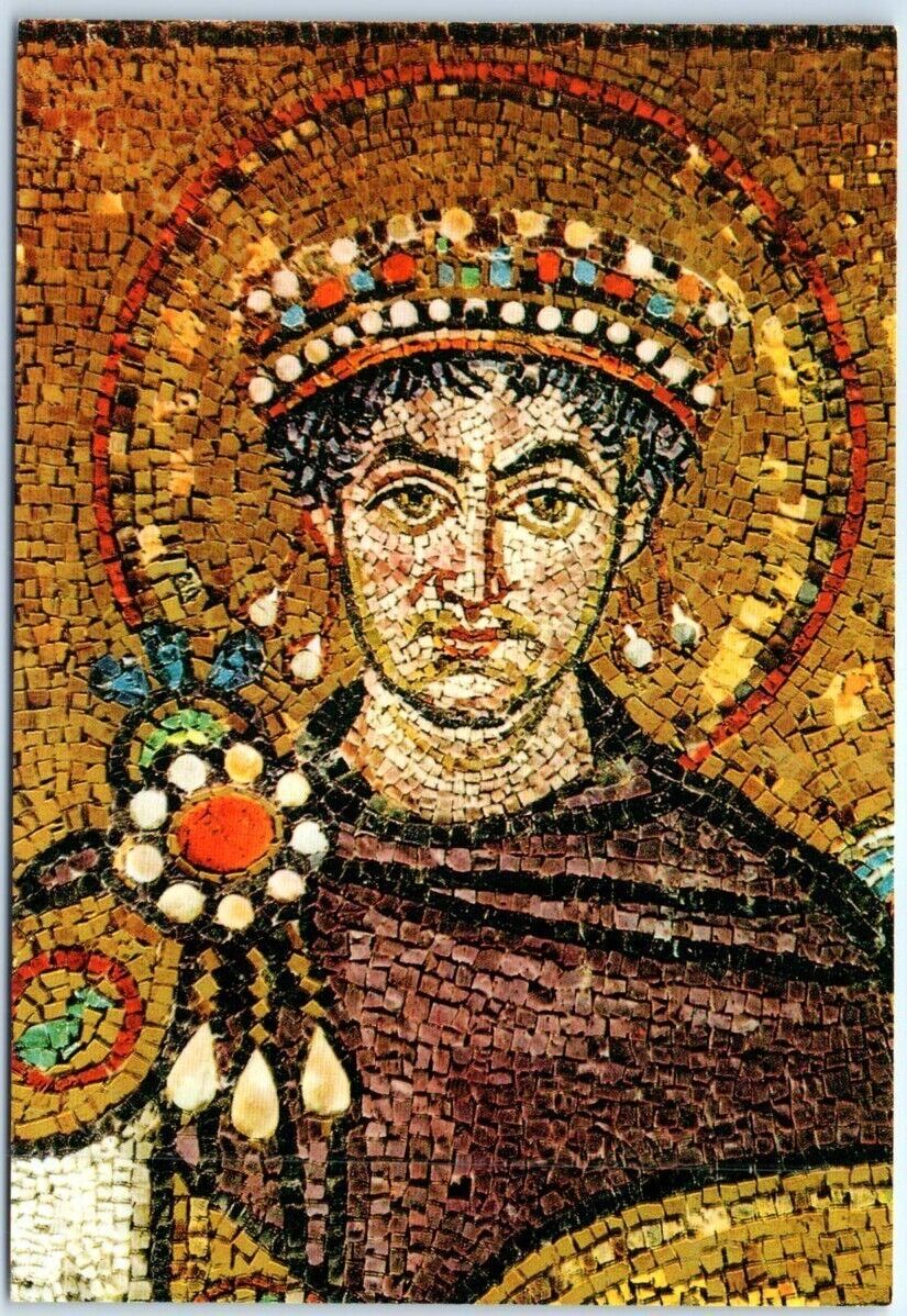 The Emperor Giustiniano (Mosaic of the VI century), St. Vitale Temple - Italy