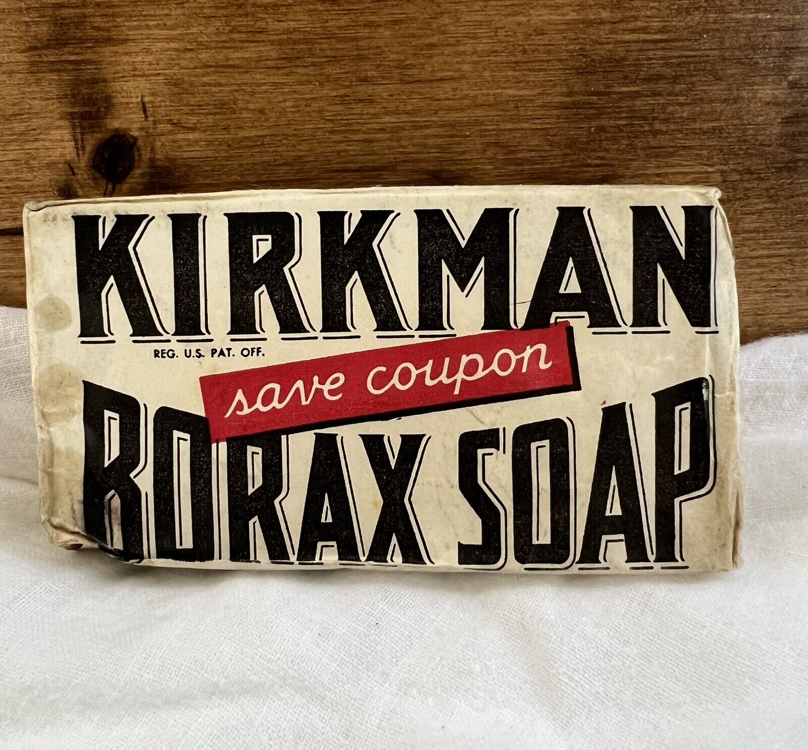 Vintage KIRKMAN BORAX SOAP Famous All-Purpose 1940\'s Orig. Bar ~ Movie Prop NOS