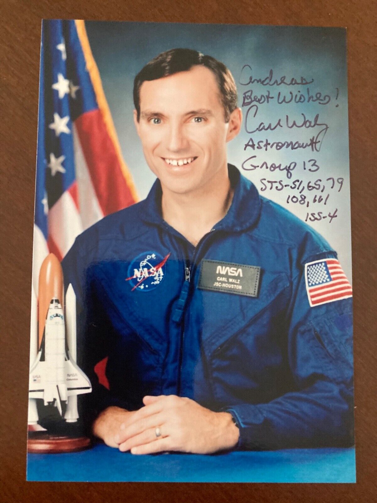 Carl E. Walz, NASA Astronaut-230 Days in Space-4 Space Missions-Signed Photo-COA