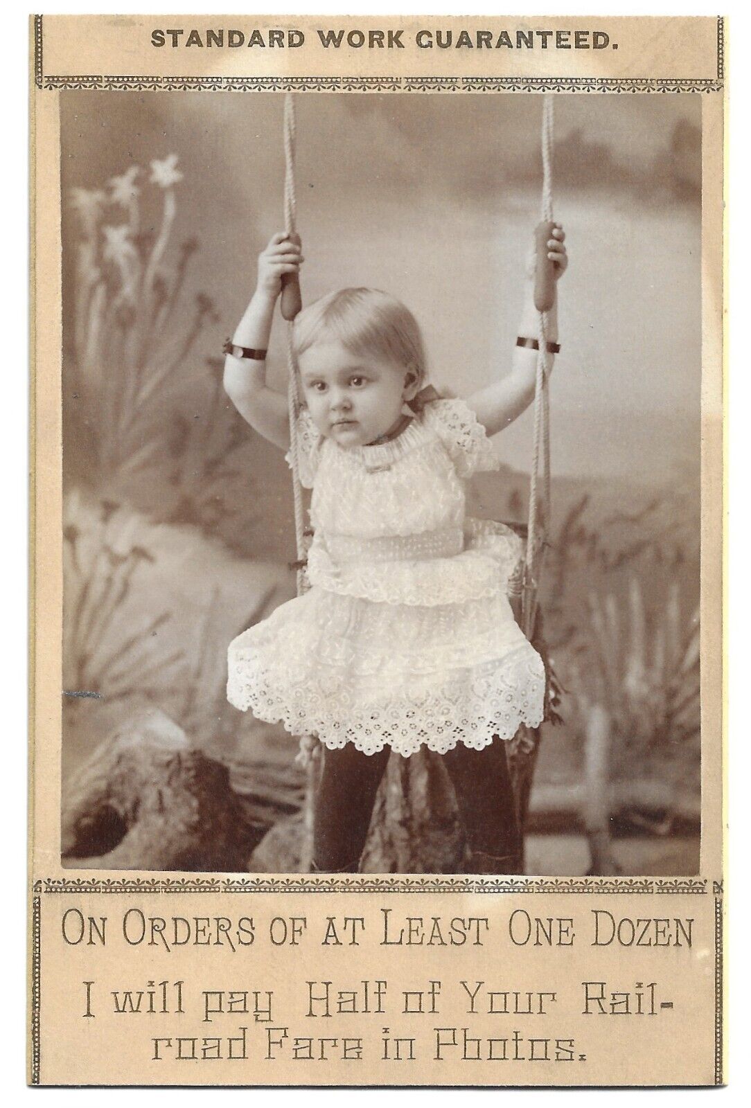 Hays City Kansas Photographers Advertisement, Antique Cabinet Card Photo