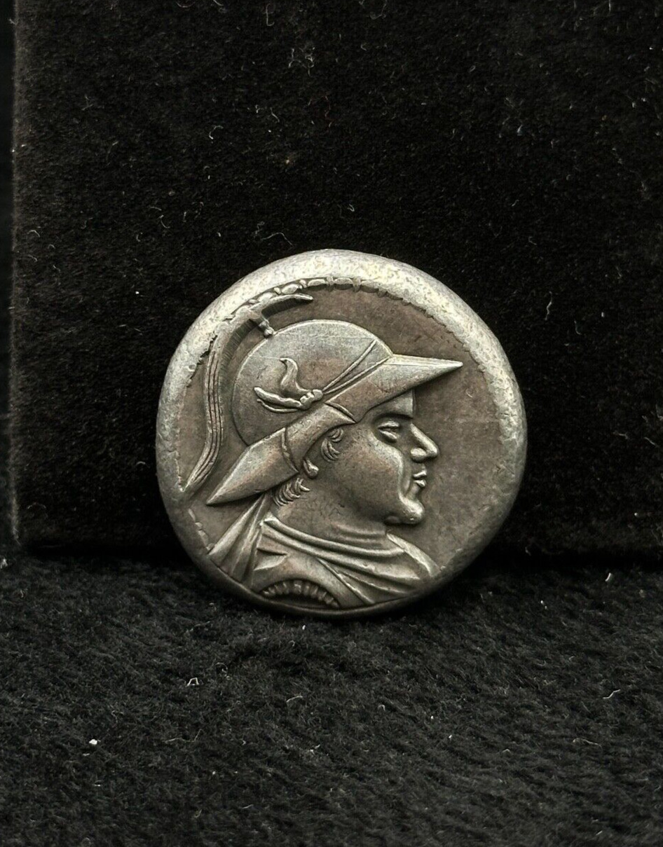 Very Rare Beautiful Ancient Bactrian Silver Plated Coin