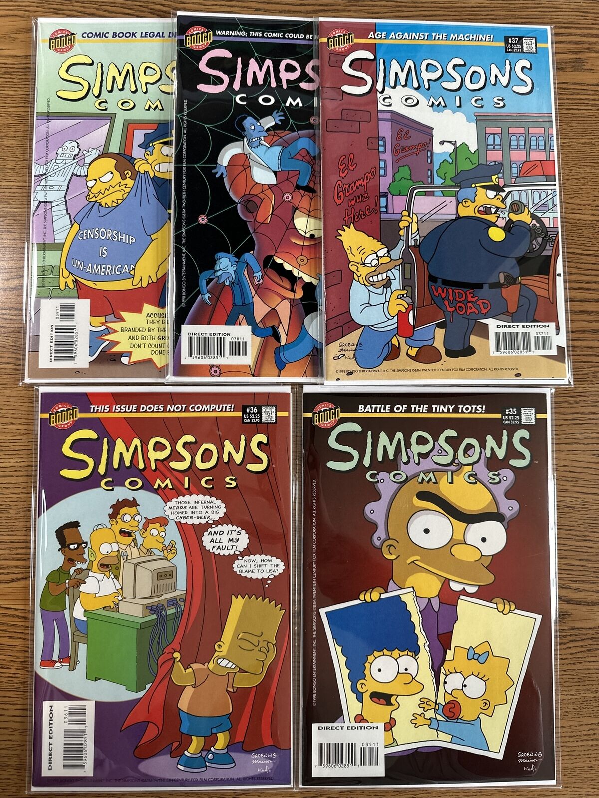 Simpsons Comics #35 36 37 38 39 Bongo 1st Print Lot Set Run 1993 1st Series NM-
