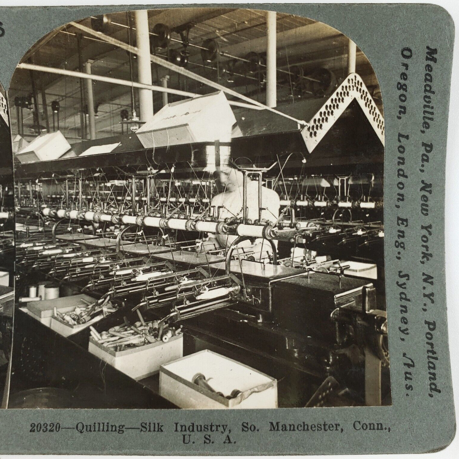 Cheney Silk Mill Quilling Stereoview c1914 South Manchester Connecticut Art E525