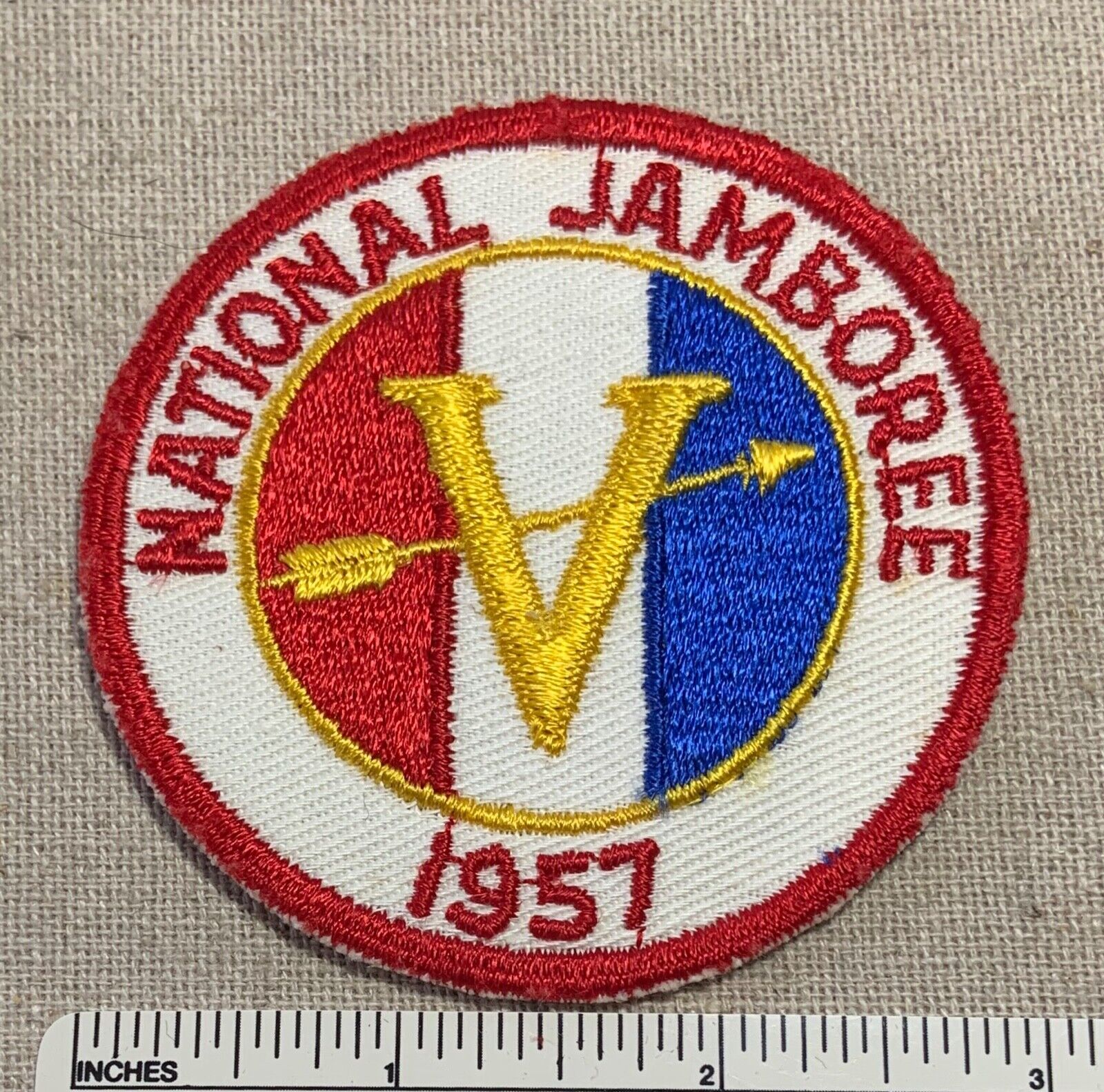 Vintage 1957 REGION V Boy Scout National Jamboree Badge PATCH 5 Five BSA Camp
