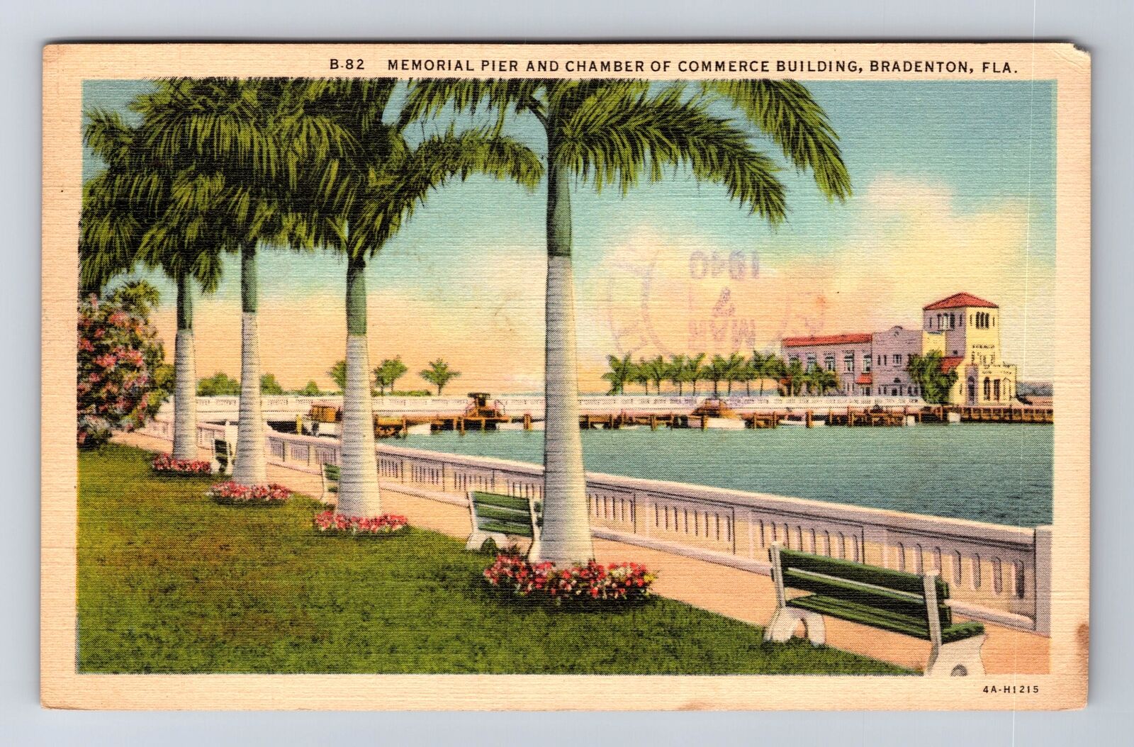 Bradenton FL-Florida, Memorial Pier, Vintage c1940 Postcard