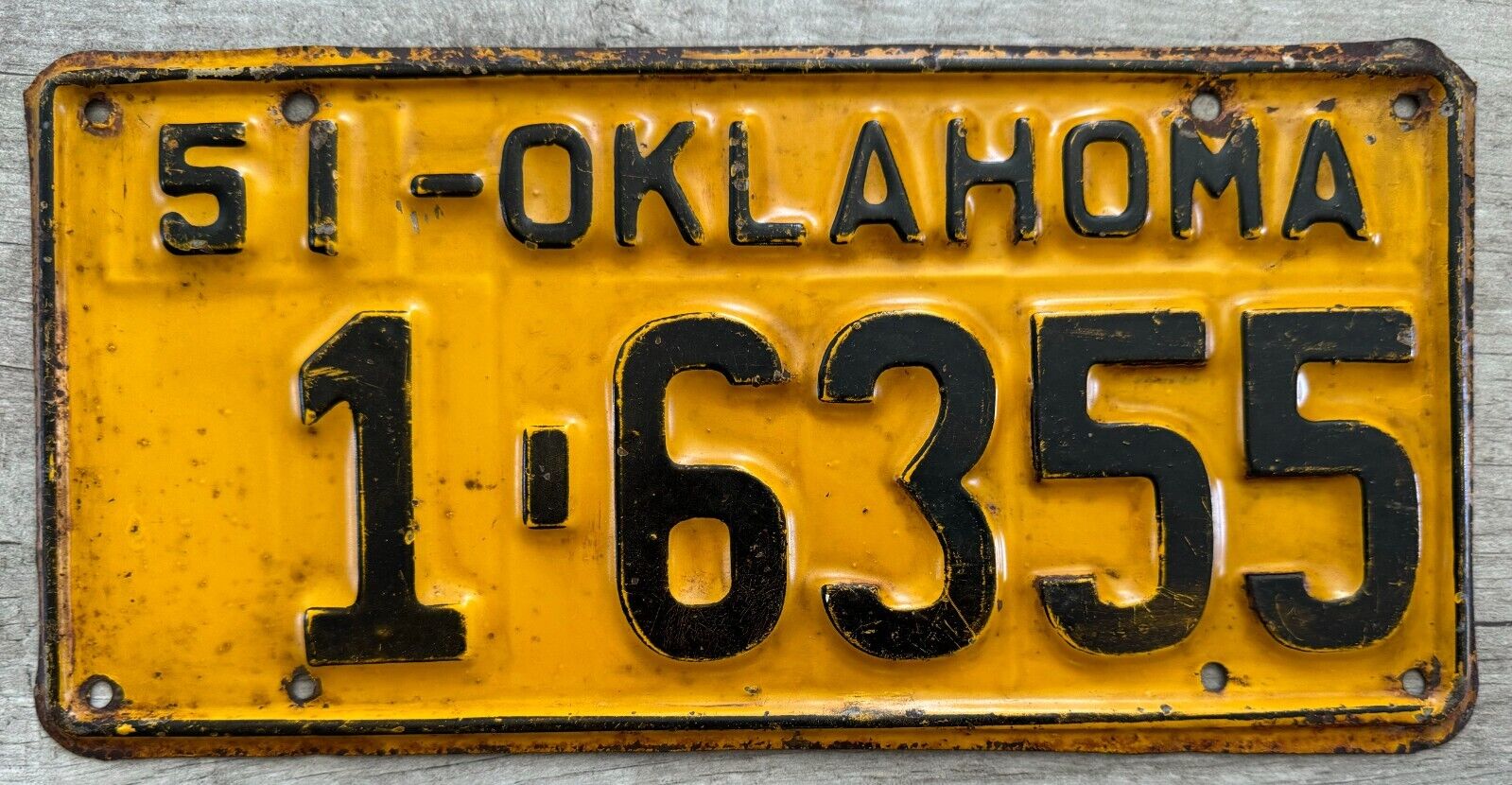 1951 Oklahoma License Plate - Nice Original Paint