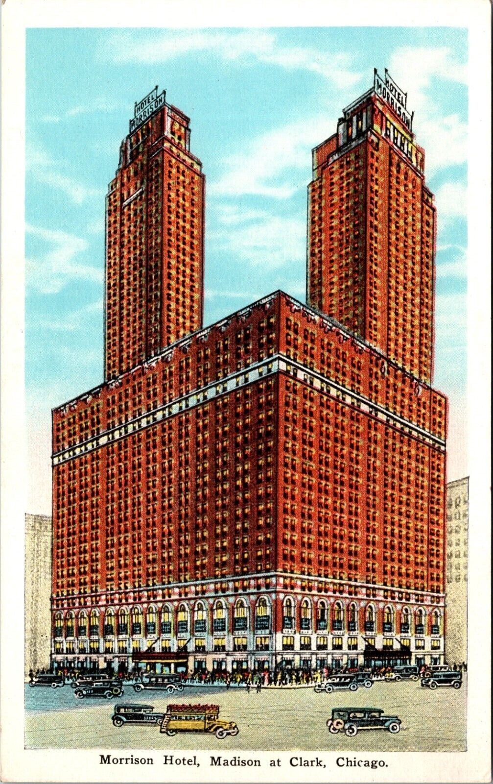 Vintage Postcard Morrison Hotel, Madison at Clark, Chicago