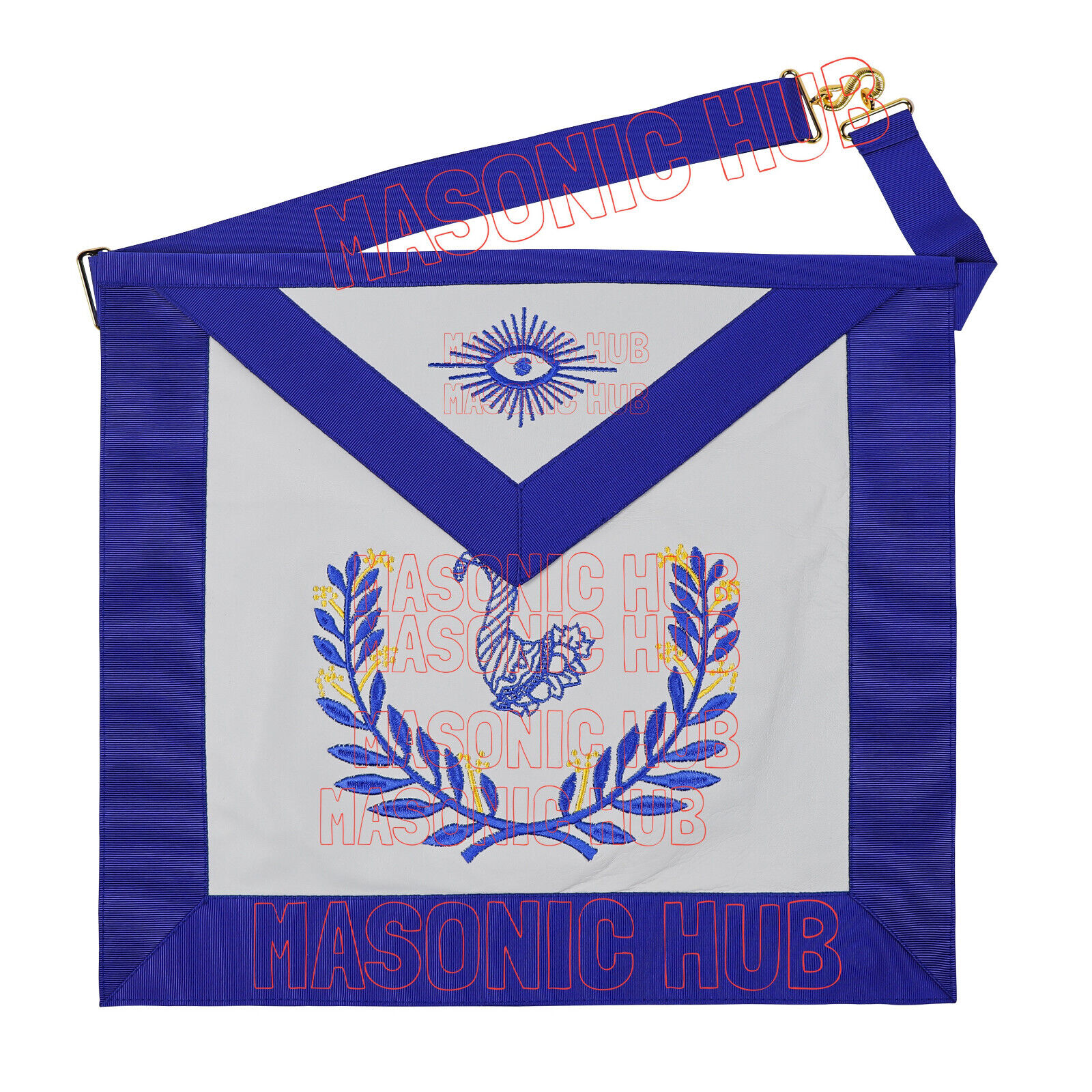 Masonic Regalia Blue Lodge JR. STEWARD Lambskin Aprons - MACHINE EMBROIDERY LOGO