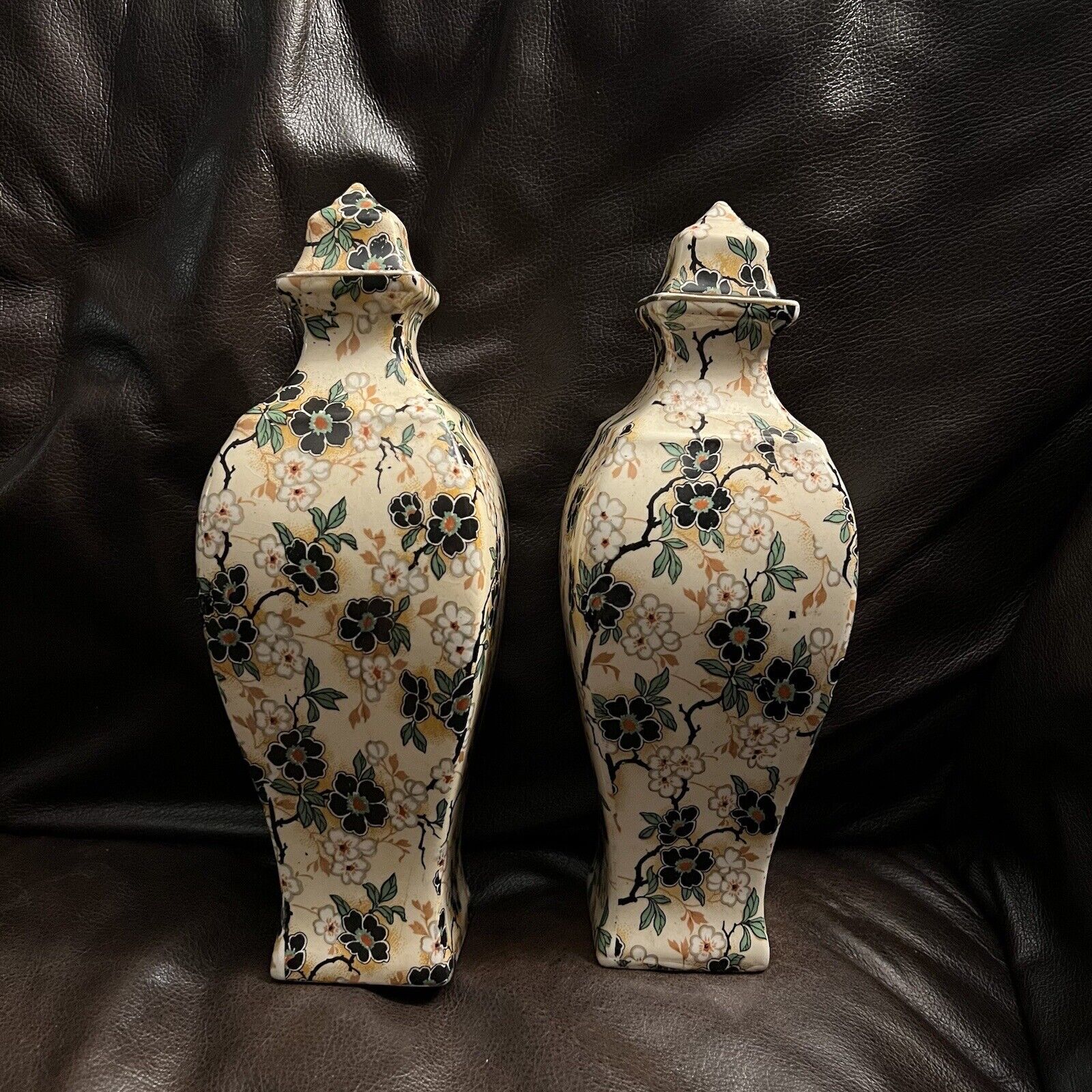 Crown Ducal Chintz A.G.R. & Co. Ceramic Vase pair Pre-1925