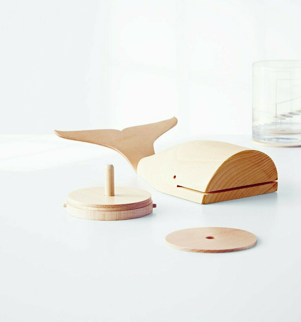 NEW Vtg Mid-Century Modern Dwell Magazine x Target Wood & Leather Whale Coasters