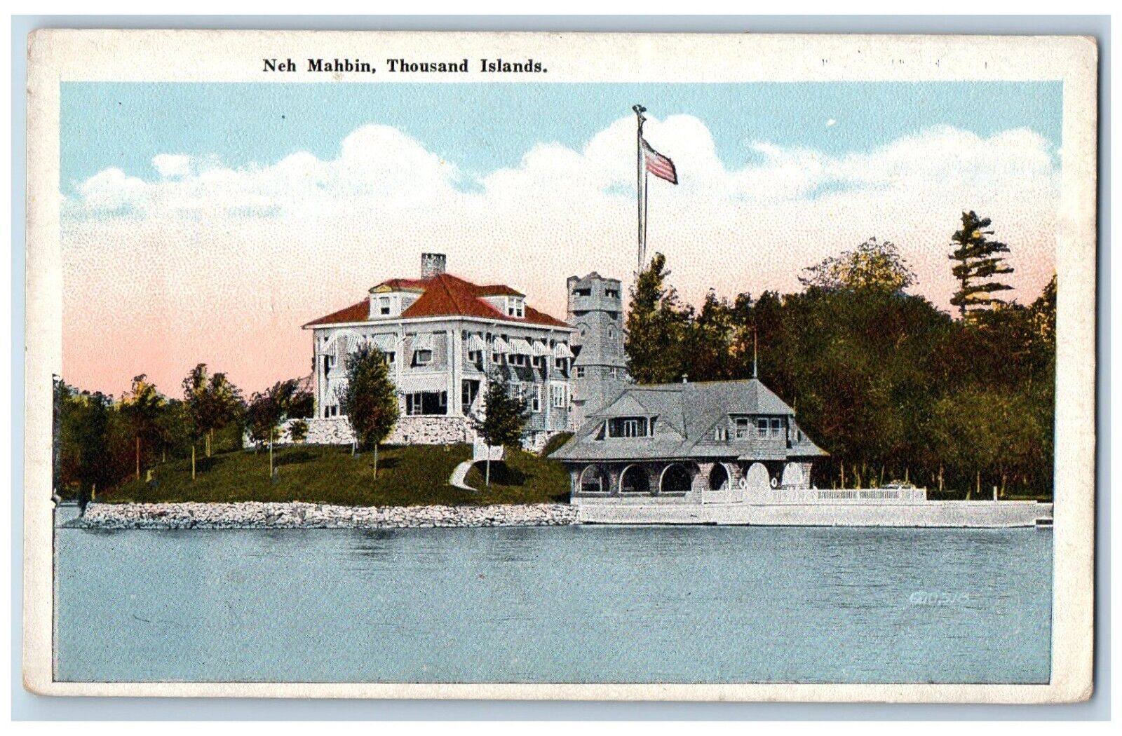 Thousand Islands New York NY Postcard Neh Mahbin Exterior c1920 Vintage Antique