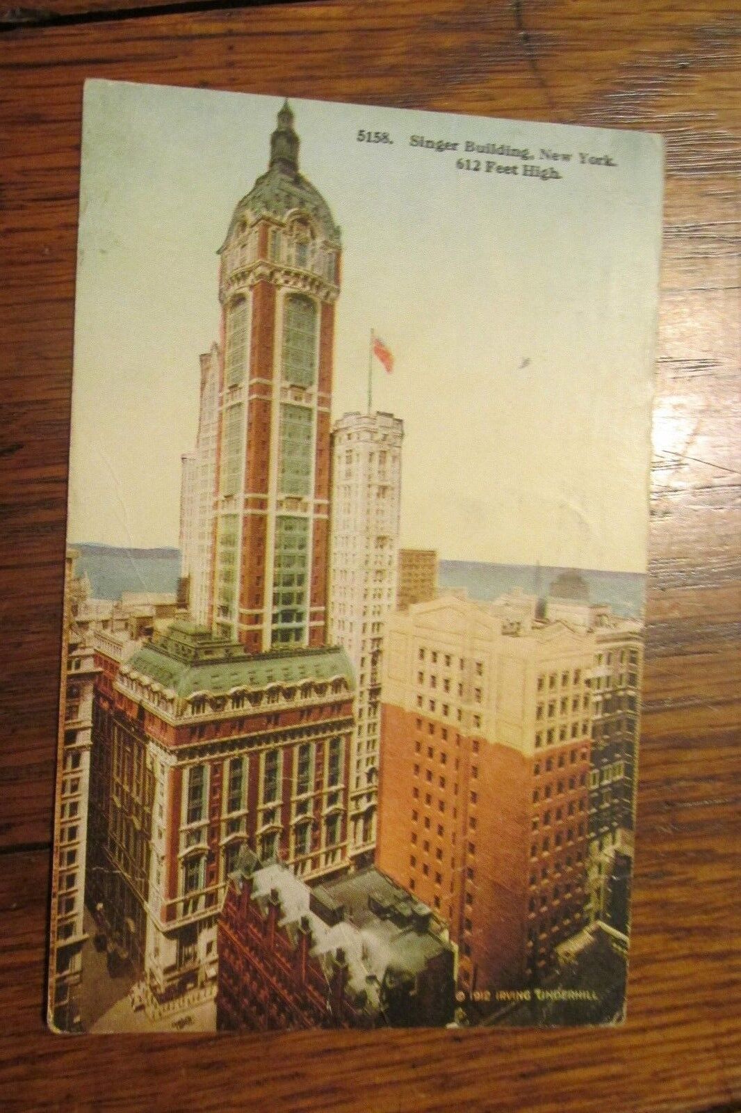 a43 Antique vintage postcard Singer Building New York NY 1912 Irving Undermill