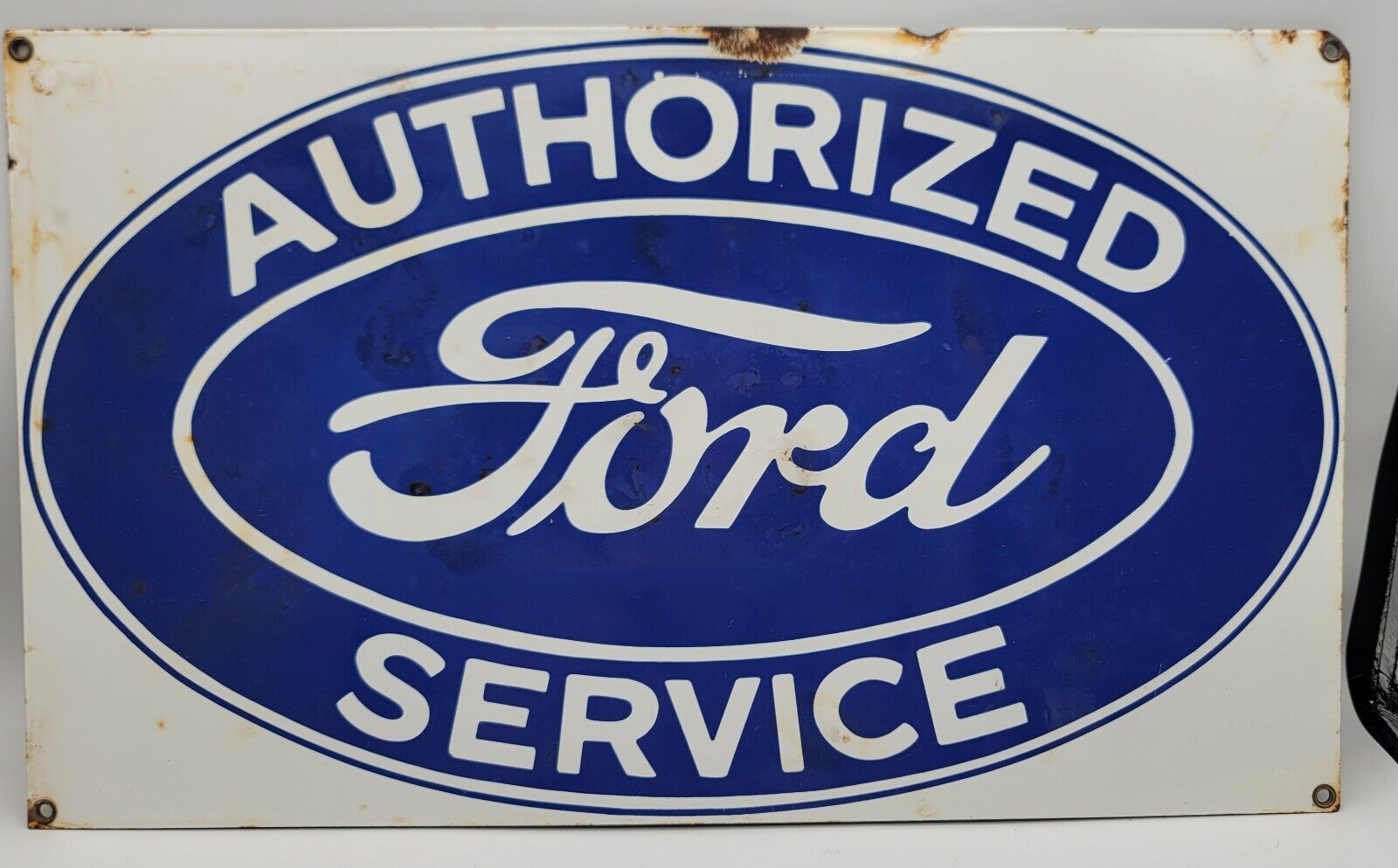 Vintage Rustic Distressed Authorized Ford Service Porcelain Metal Sign