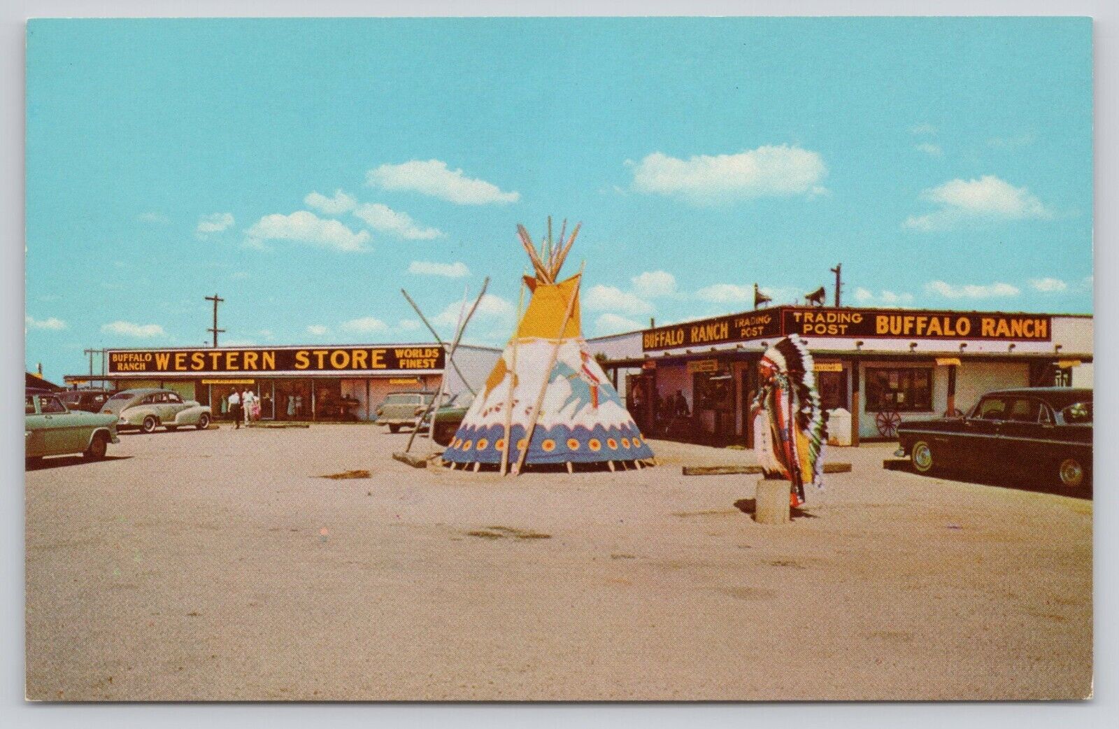 Afton Oklahoma Buffalo Ranch Indian with Headdress Colorful Tepee Western Store