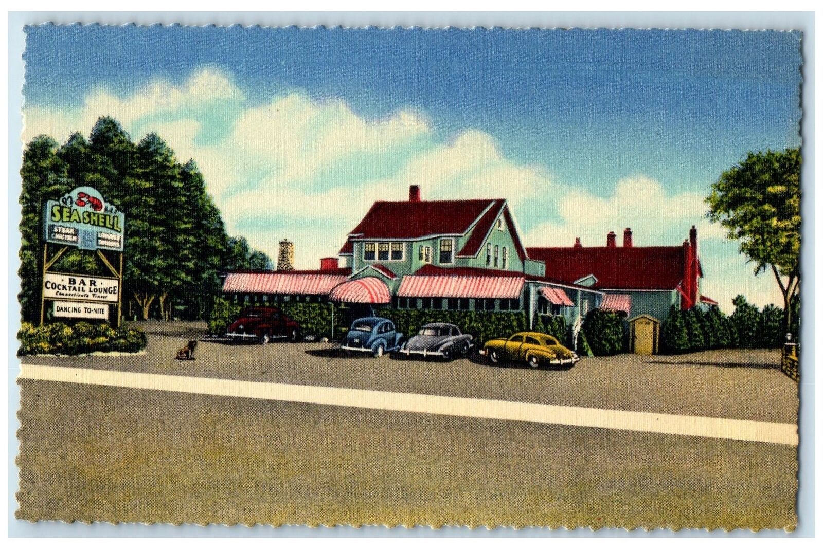 c1940\'s Sea Shell Restaurant Bar & Cocktail Lounge Madison Connecticut Postcard