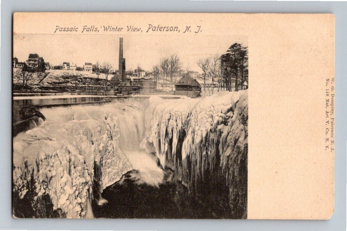 1906. PATERSON, NJ. PASSAIC FALLS, WINTER VIEW. POSTCARD. RR16