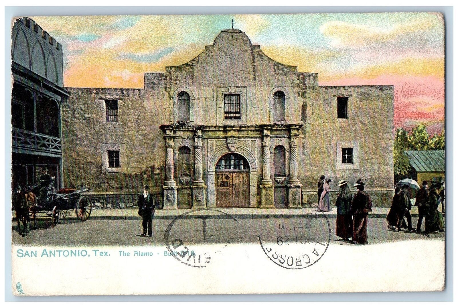 San Antonio Texas TX Postcard The Alamo Built 1718 Carriages 1907 Tuck Antique