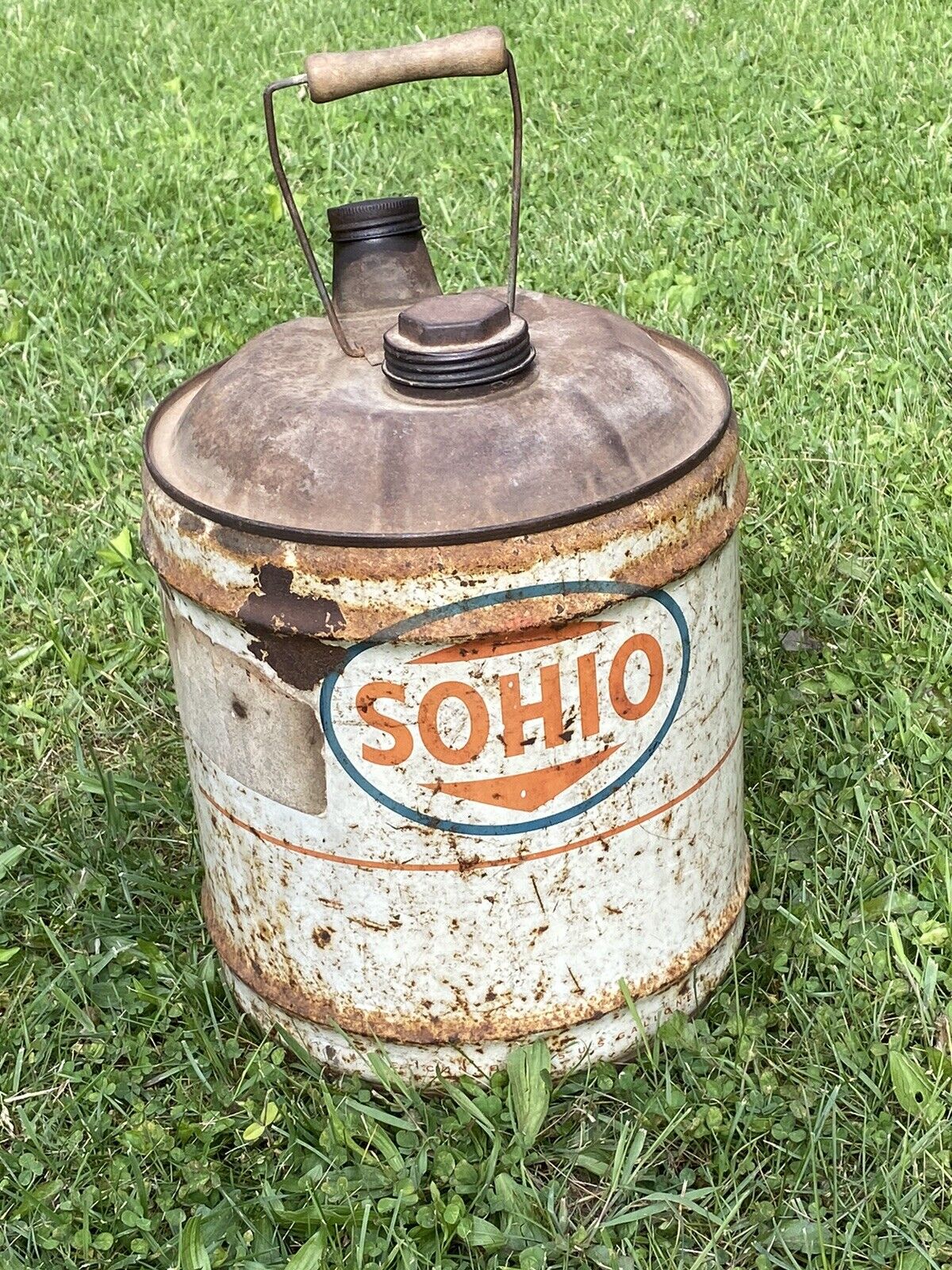 Vintage SOHIO 5 Gallon Gas Motor Oil Can FAST SHIPPING