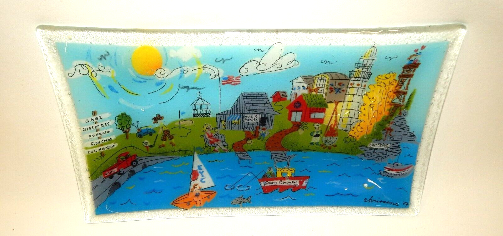 Door County Wisconsin Souvenir Fused Glass Tray - Chrisanne