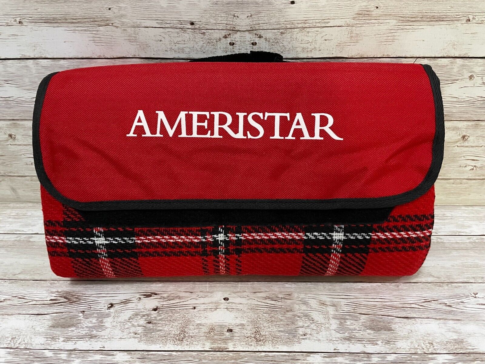 Ameristar Hotel & Casino Red Plaid Compact Blanket Promotional Item