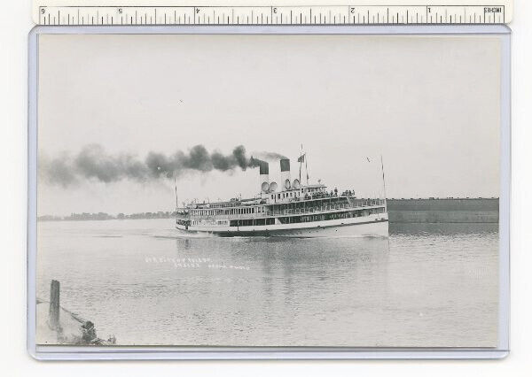 PESHA PHOTOGRAPH ~ Great Lakes Sidewheel Steamer Steamboat CITY OF TOLEDO~2stack