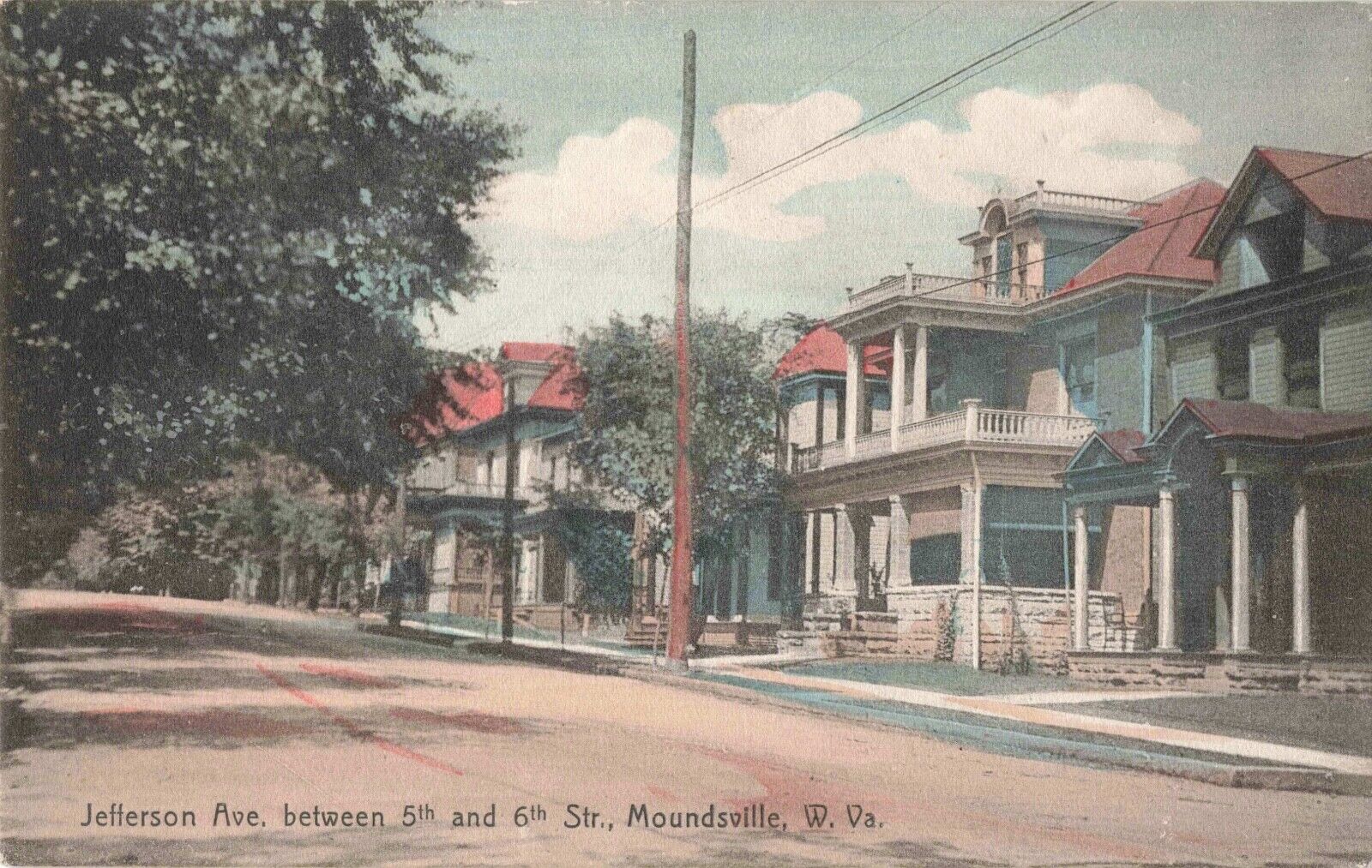 Homes on Jefferson Avenue Moundsville West Virginia WV Rotograph Co. c1910 PC