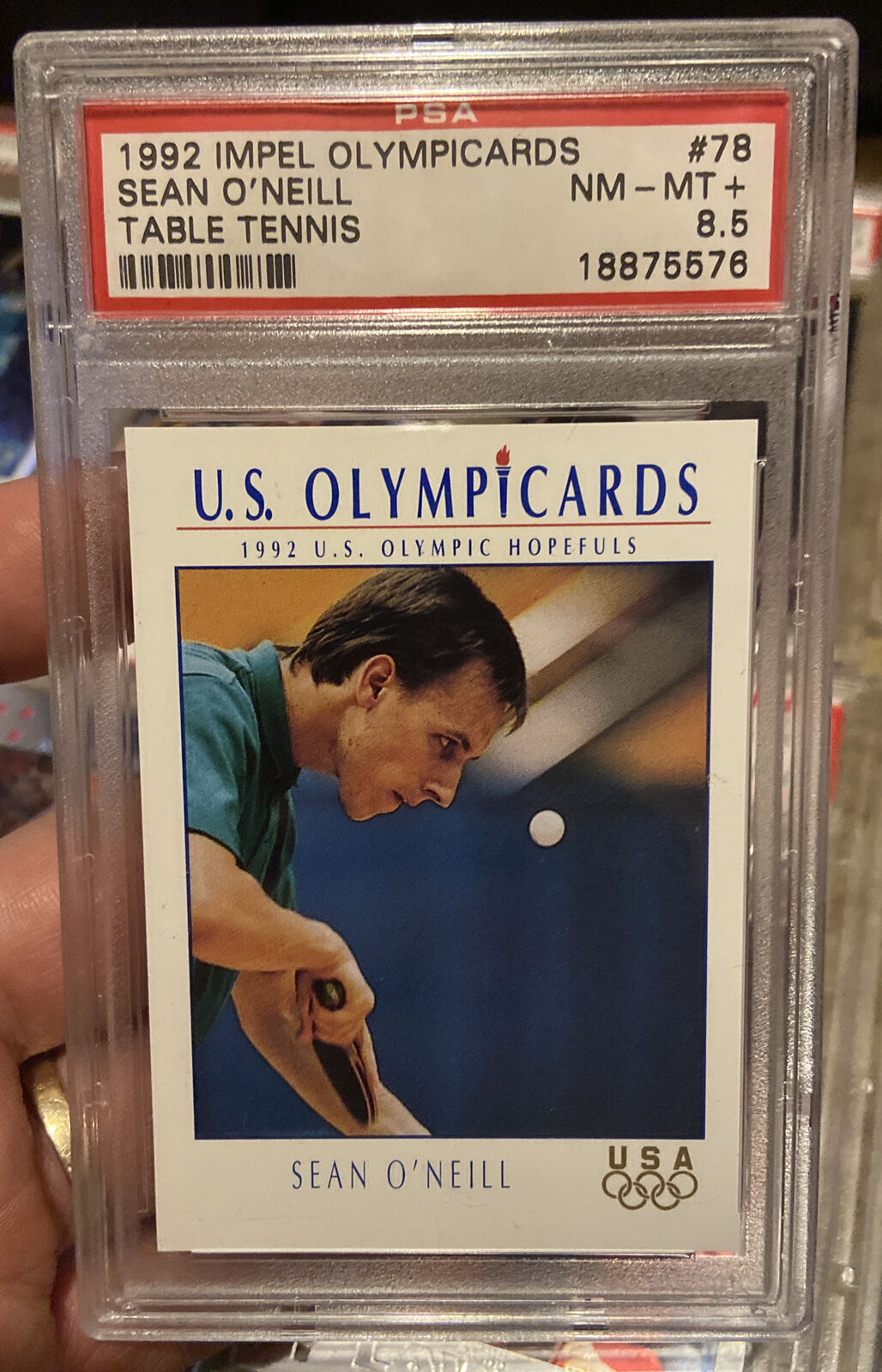 1992 Impel Olympicards #78 Sean O’neill Table Tennis Rookie Card Psa 8.5 Pop 1/1