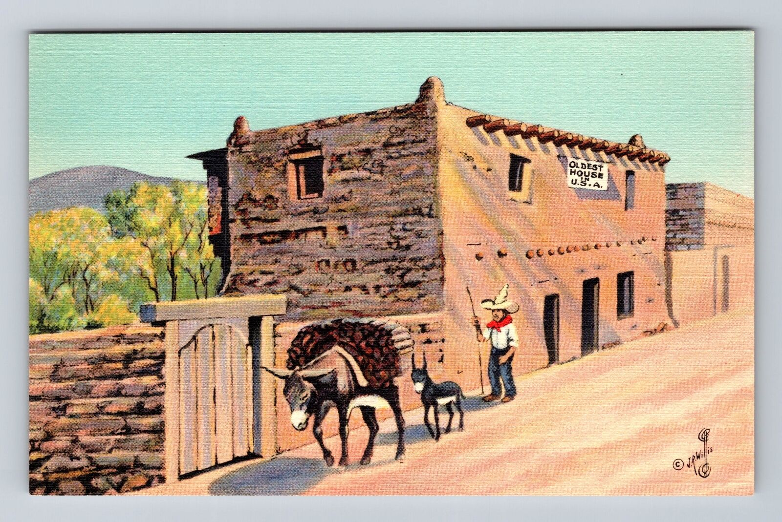 Santa Fe NM-New Mexico, Oldest House In The US, Antique, Vintage Postcard