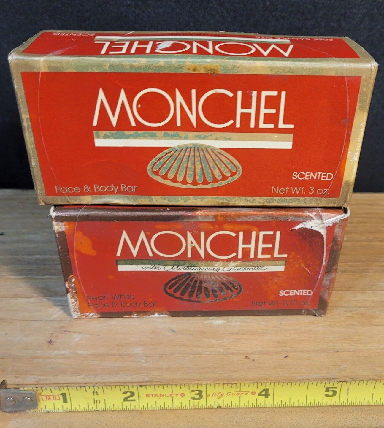 (2) Vintage 1982 MONCHEL Scented 3.5 oz. Bar Soap Proctor Gamble Shell in BOX