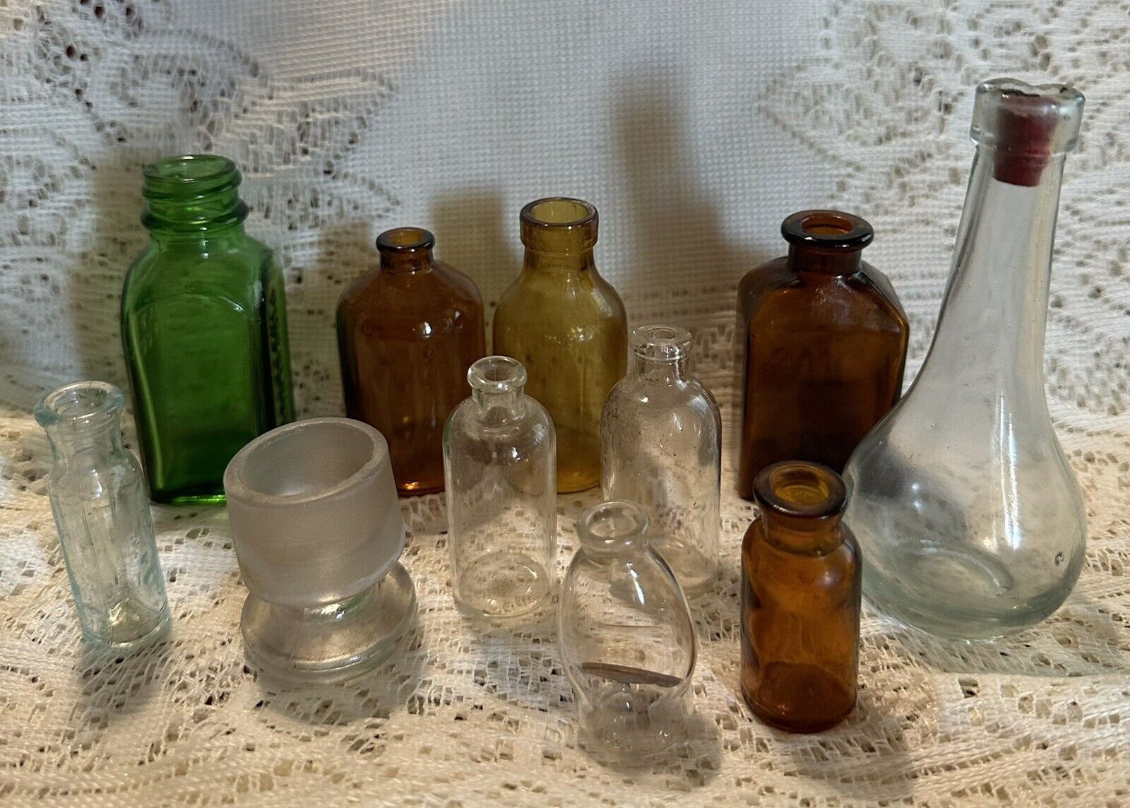 Lot of 11 Small Vintage Glass Bottles Variety