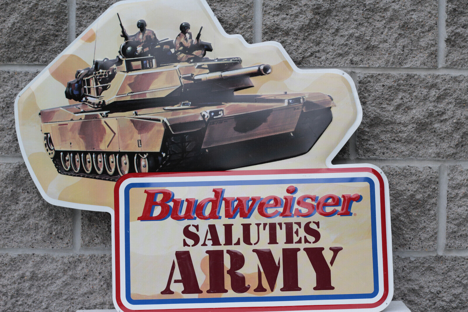 1994 Budweiser Beer Salutes Army Large Metal Sign