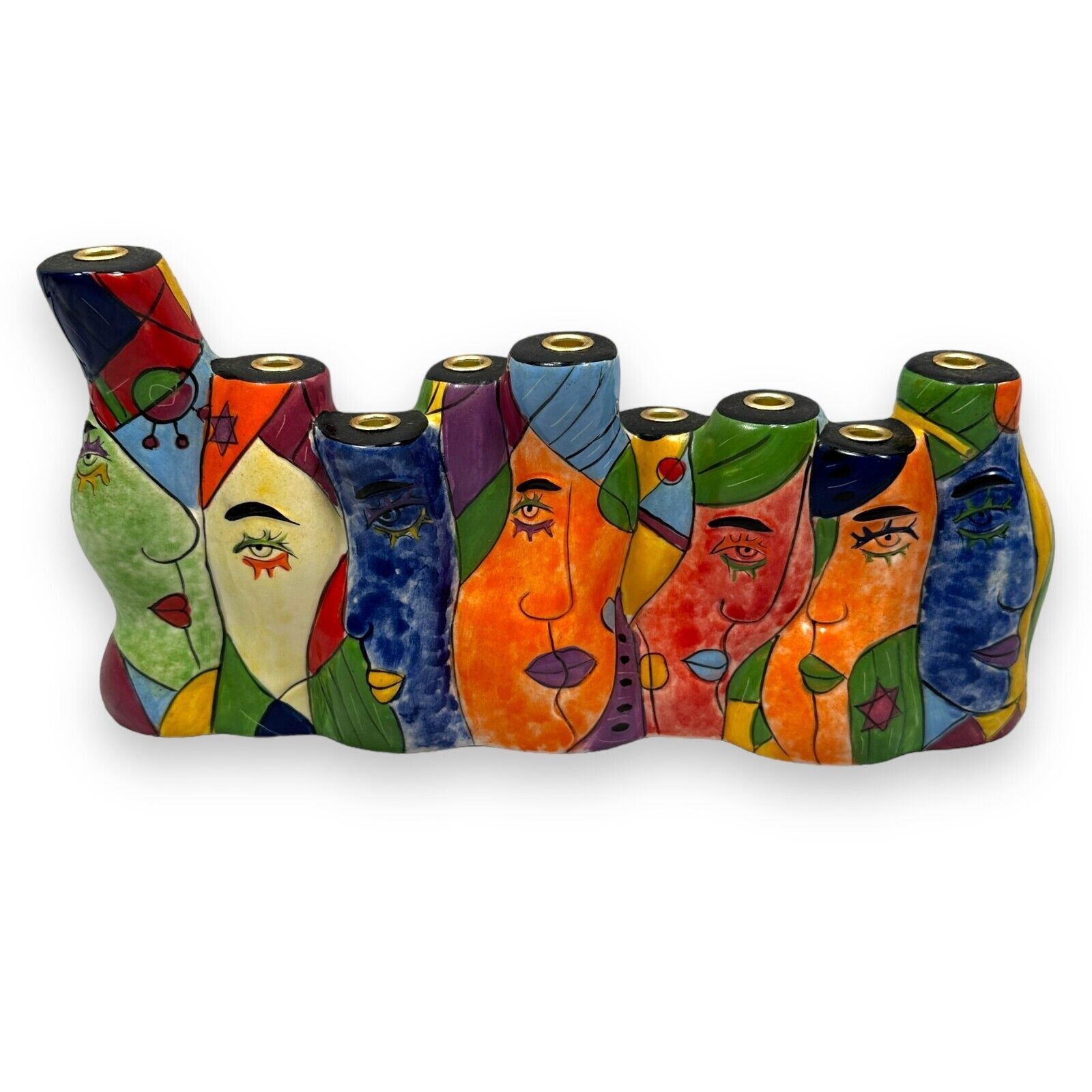 Hanukkah Muzeum Prosperity Tree Picasso Ceramic Candle Holder for 0.5” Candles