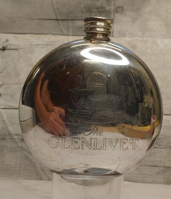 Pewter Sheffield Vintage Flask With The GLENLIVET Engraving