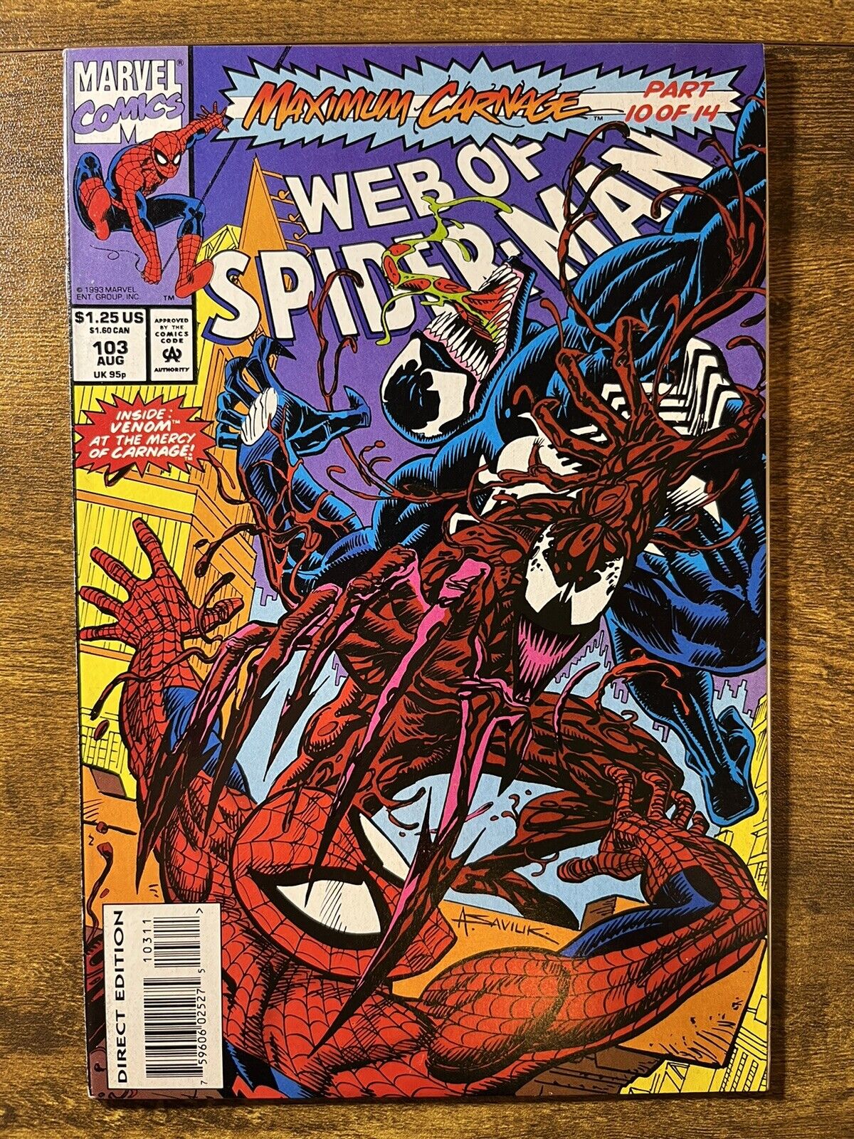 WEB OF SPIDER-MAN 103 DIRECT EDITION CARNAGE VENOM COVER MARVEL COMICS 1993