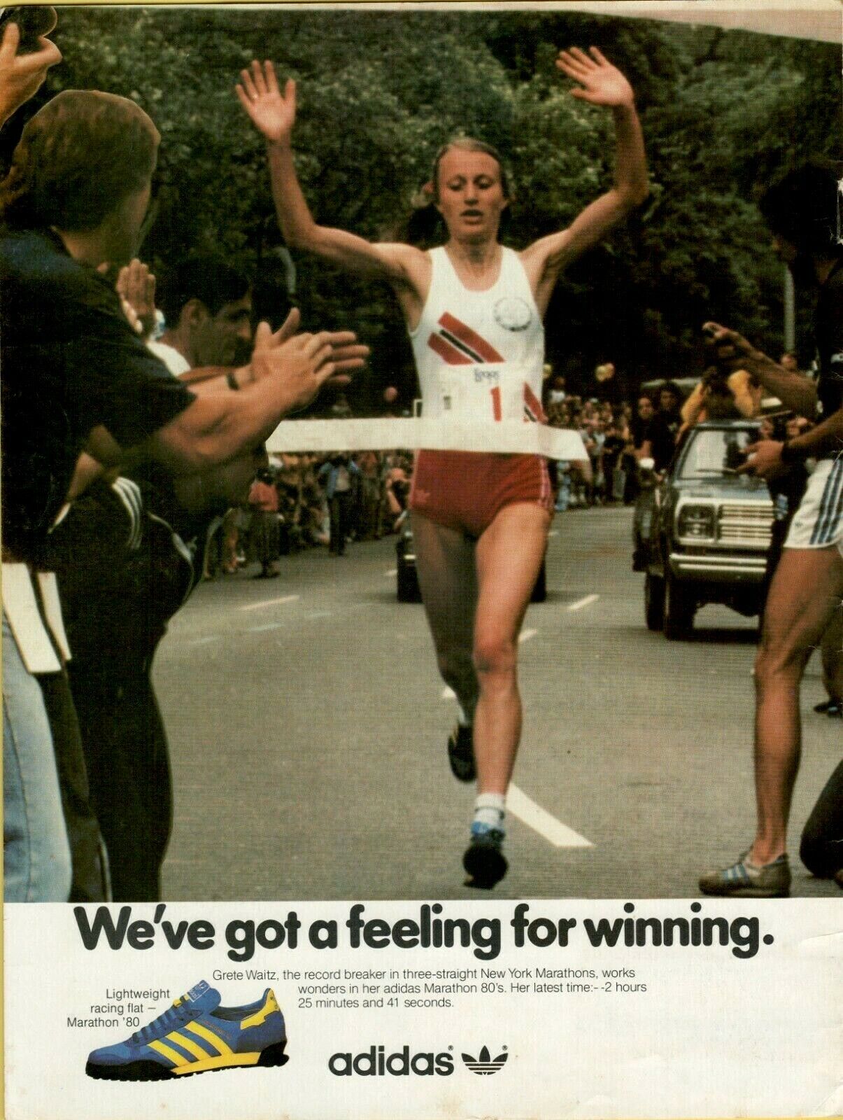 1981 Adidas New York City Marathon 80 Greta Waitz 3 Time Record Vintage Print Ad