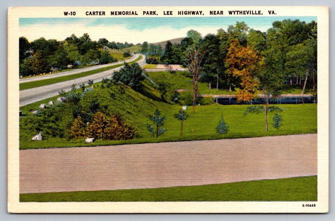 Wytheville VA Virginia Postcard Carter Memorial Park Lee Highway Lake