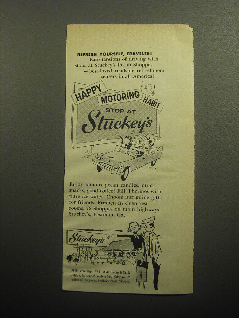 1958 Stuckey\'s Restaurant Ad - Refresh yourself, traveler