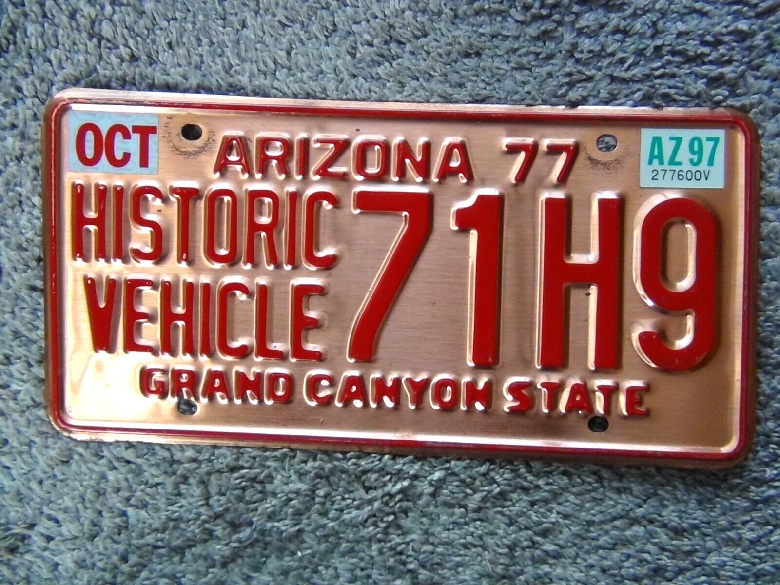 1997 Arizona Historic Vehicle  License Plate 71H9 Grand Canyon State