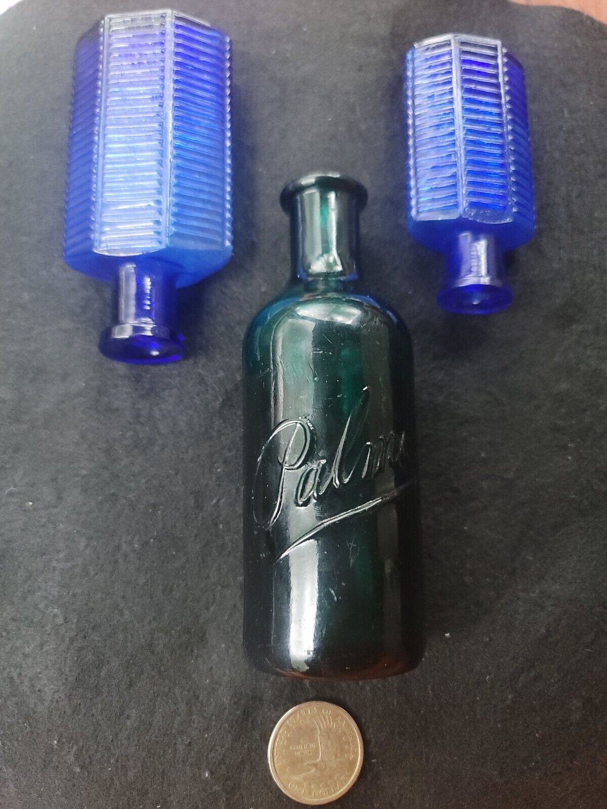 1890\'s Beautiful Deep Emerald Green Perfume Bottle☆Antique Palmer Scent Bottle
