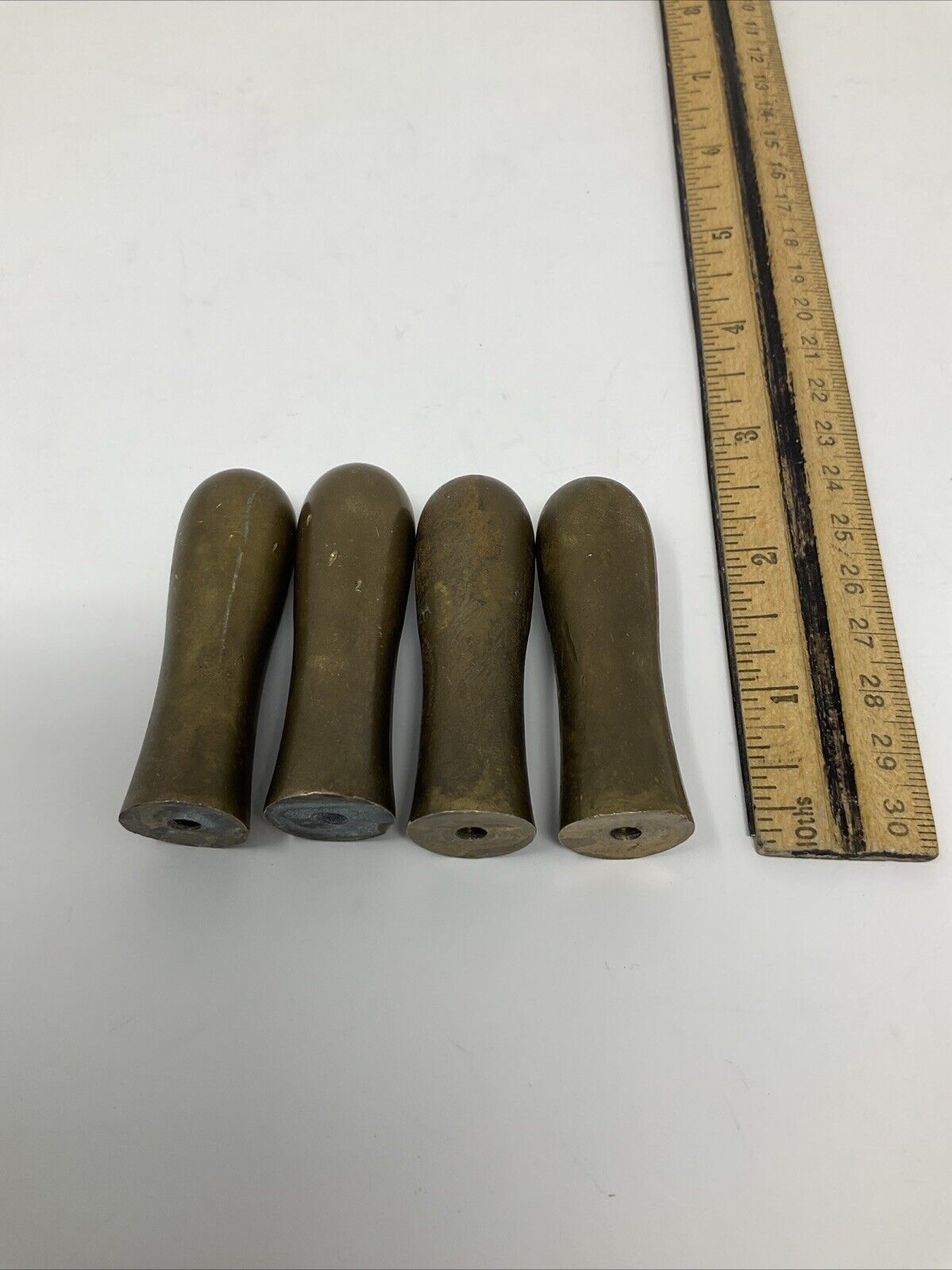 4 VTG Heavy Solid Brass Finials  2  3/8” Small Thread Hole