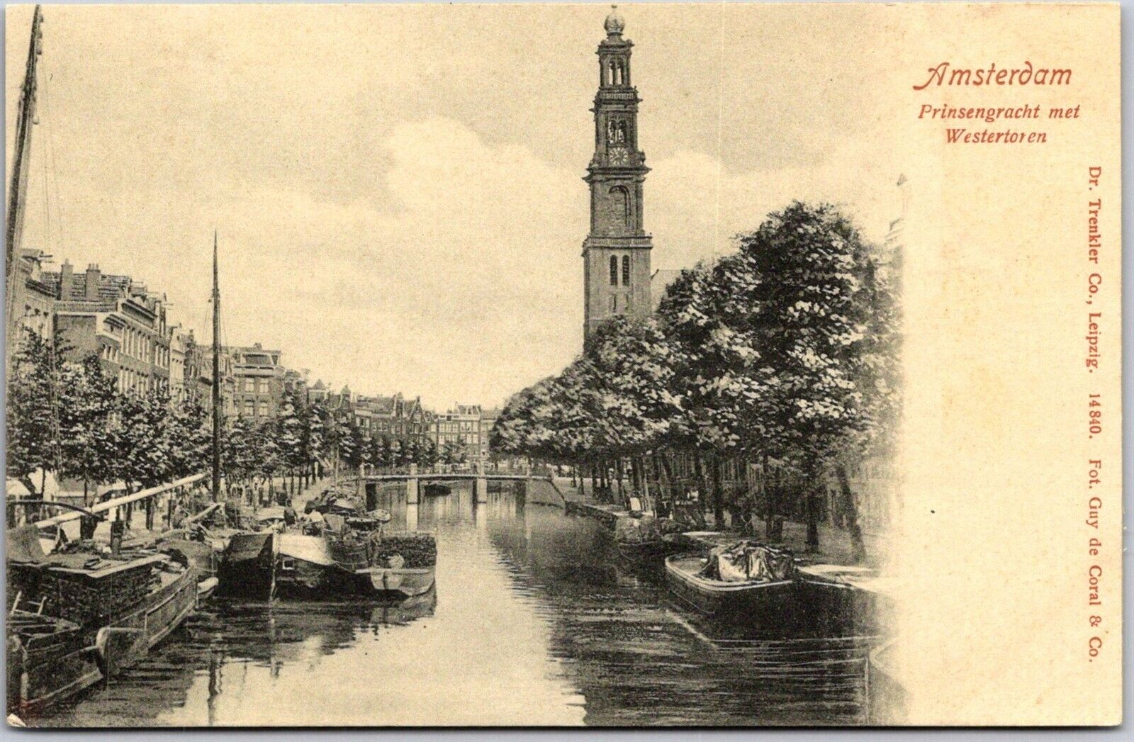 Netherlands, Amsterdam, Prinsengracht met Westertoren, Canal, WB Unp Dr Trenkler